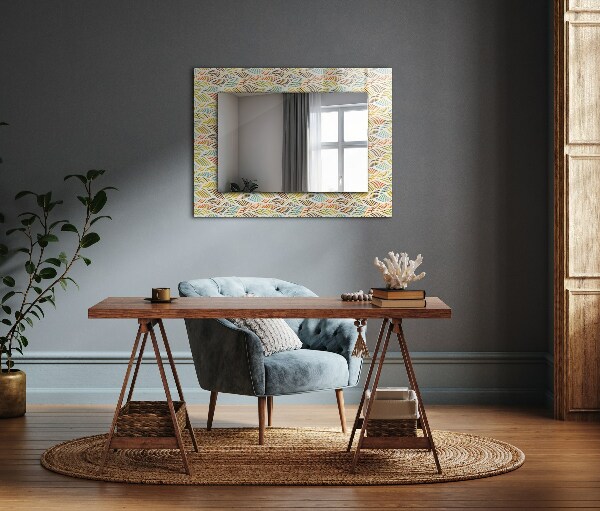 Wall mirror design Coloured wavy leaves