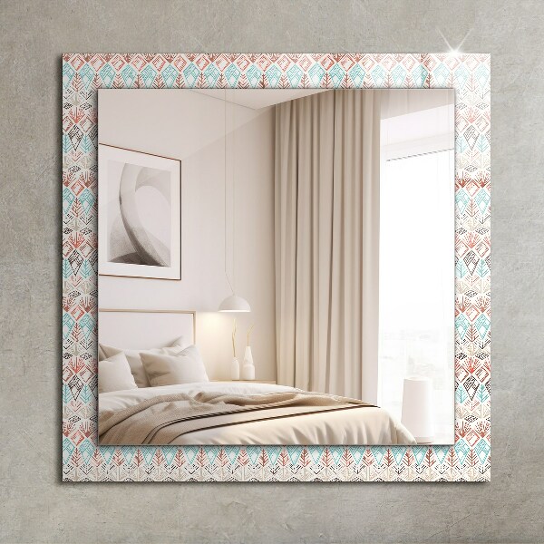 Wall mirror decor Coloured geometric drawing