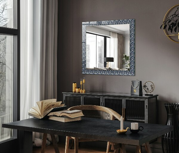 Mirror frame with print Blue flower design