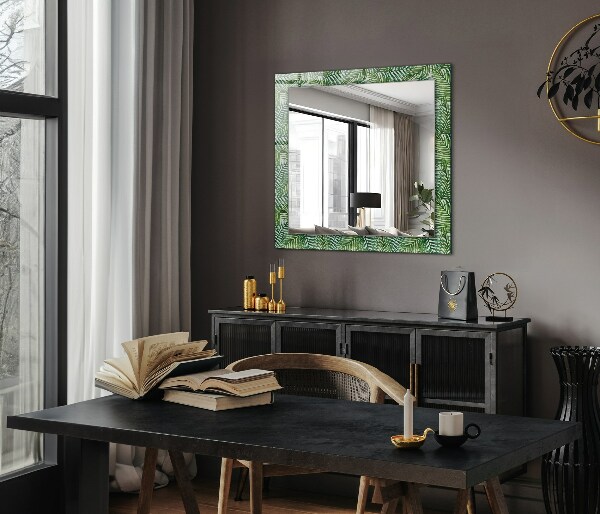 Mirror frame with print Green palm leaves