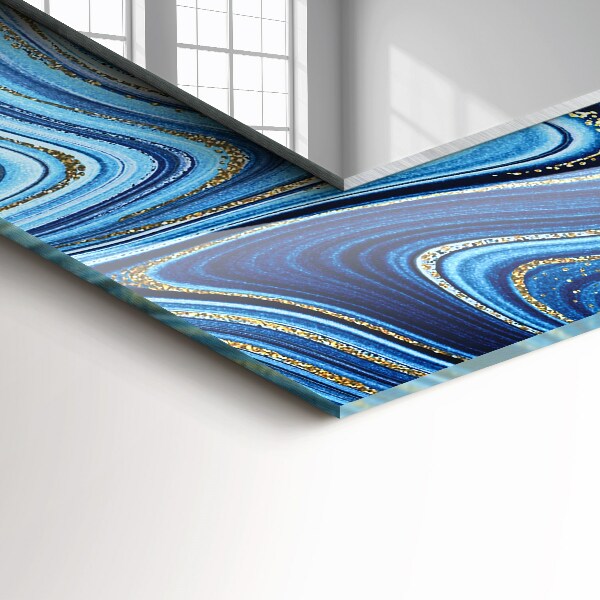 Mirror frame with print Blue abstract pattern