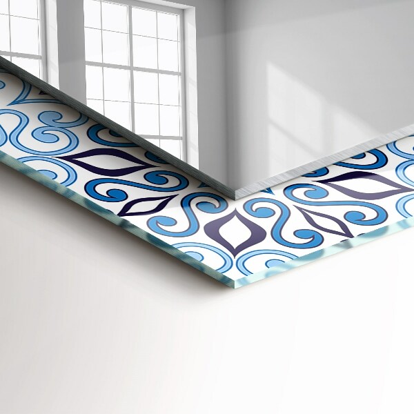 Decorative mirror Blue ornamental motif