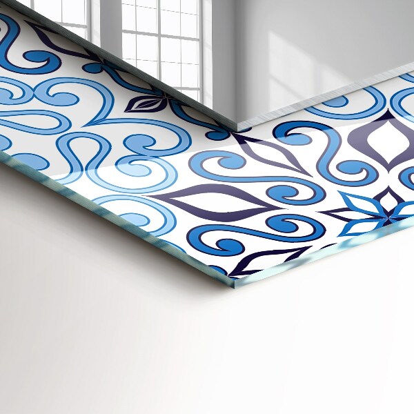 Decorative mirror Blue ornamental motif