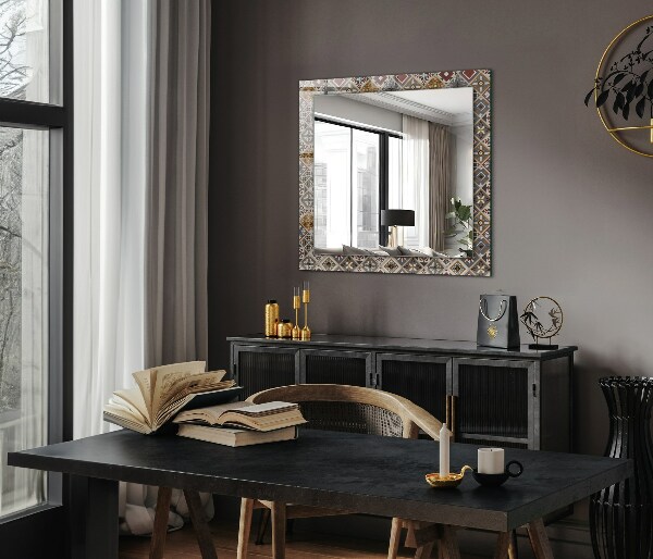 Mirror frame with print Coloured mosaic