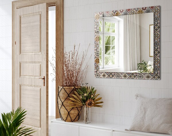 Mirror frame with print Coloured mosaic
