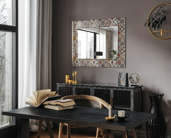 Mirror frame with print Coloured mosaic