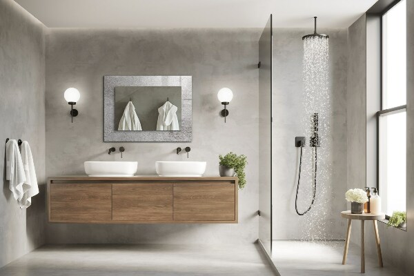 Mirror frame with print Cement wall texture