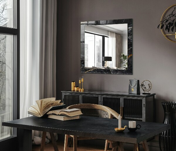 Decorative mirror Black marble veins
