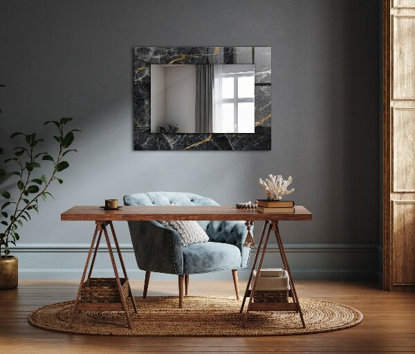 Decorative mirror Black marble veins