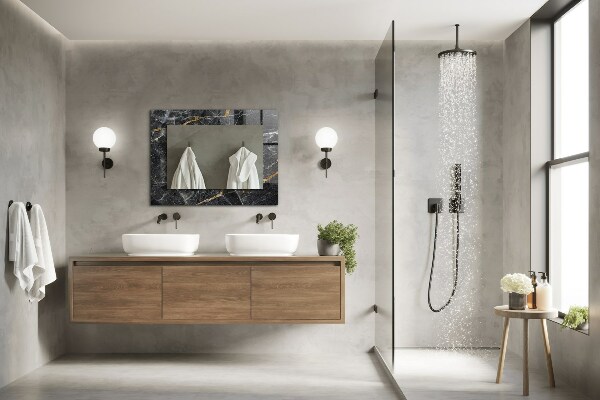Decorative mirror Black marble veins