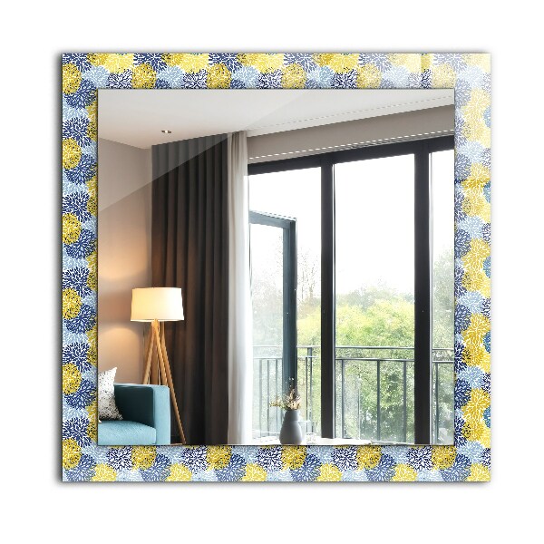 Mirror frame with print Coloured floral pattern