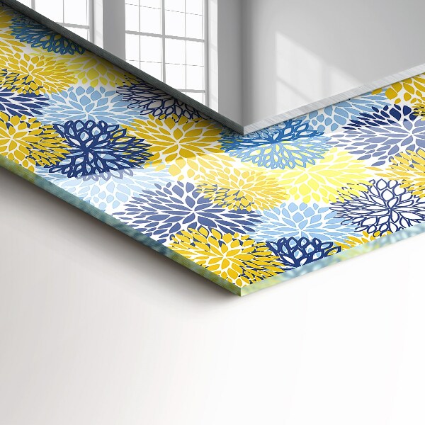 Mirror frame with print Coloured floral pattern