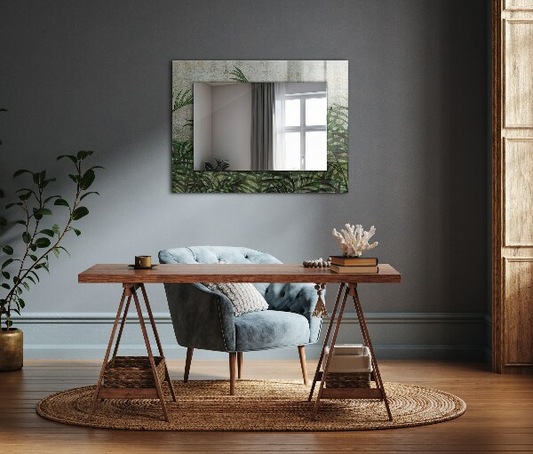Mirror frame with print Green fern leaves