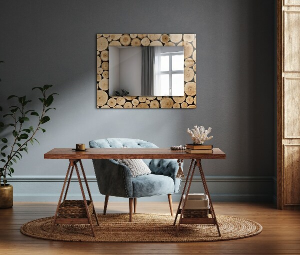 Wall mirror design Cross section of tree trunks