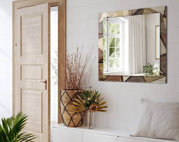 Wall mirror decor Geometric patterns in wood