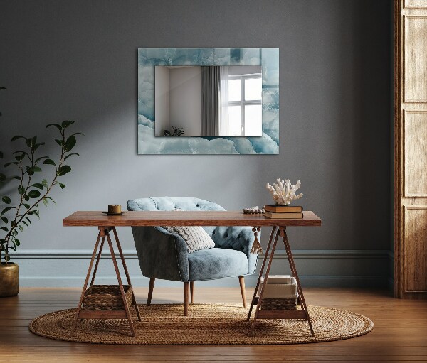 Mirror frame with print Blue marble textures