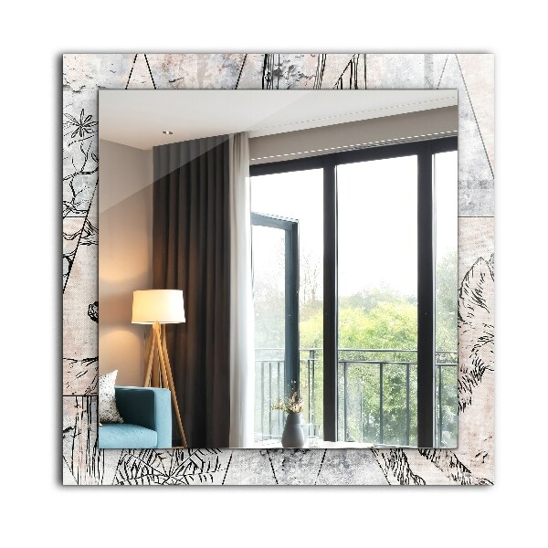 Printed mirror Plants with deer antlers