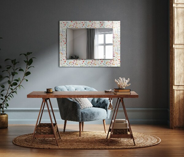 Decorative mirror Flowers with watercolour motifs