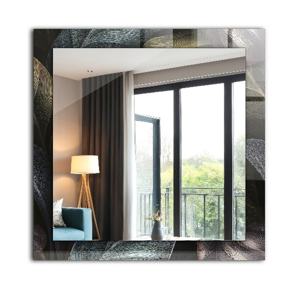 Wall mirror design Coloured plant leaves