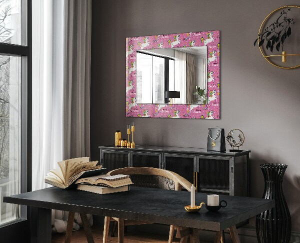 Wall mirror decor Unicorns Rainbow hearts