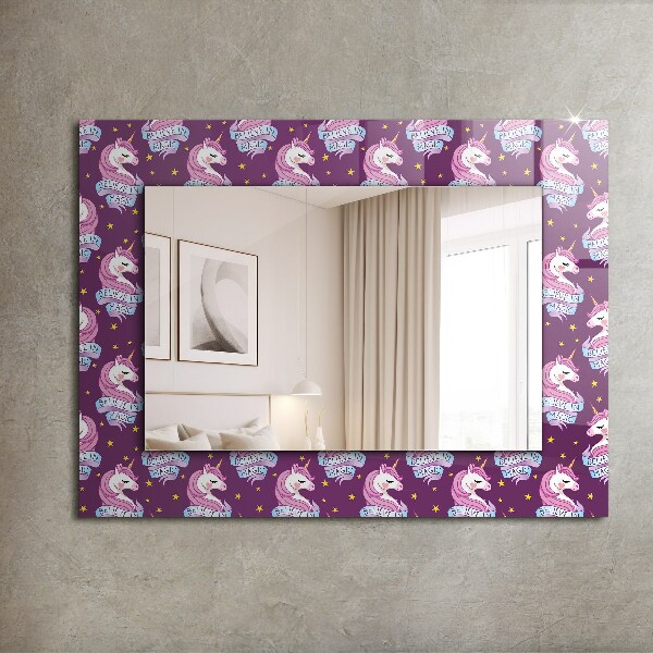Mirror frame with print Star letters in the shape of a unicorn