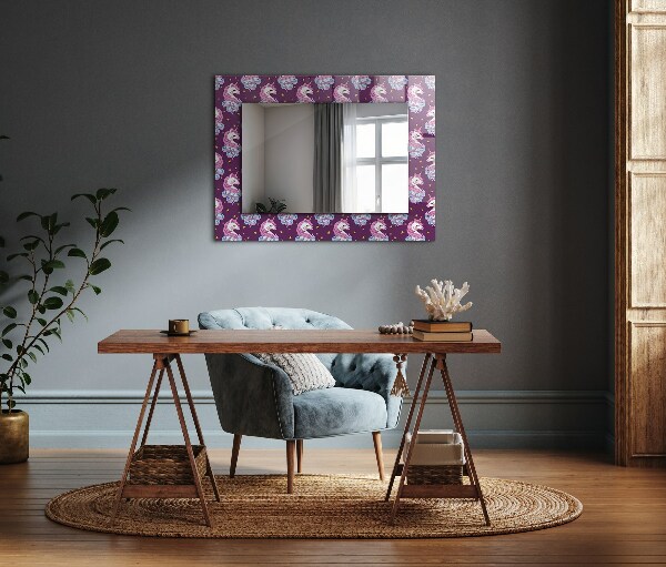 Mirror frame with print Star letters in the shape of a unicorn