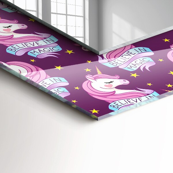 Mirror frame with print Star letters in the shape of a unicorn
