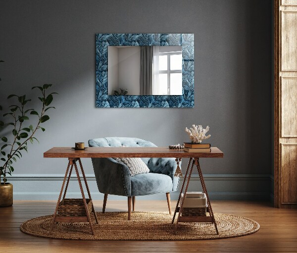 Decorative mirror Blue leaf designs