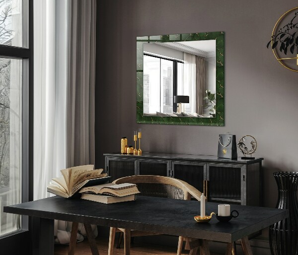 Mirror frame with print Green leaf patterns