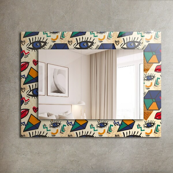 Decorative mirror Eye and mouth shapes