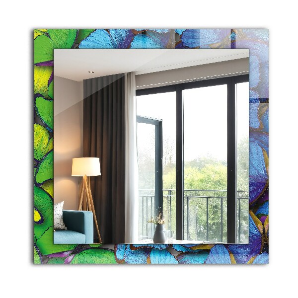 Printed mirror Blue and green butterflies
