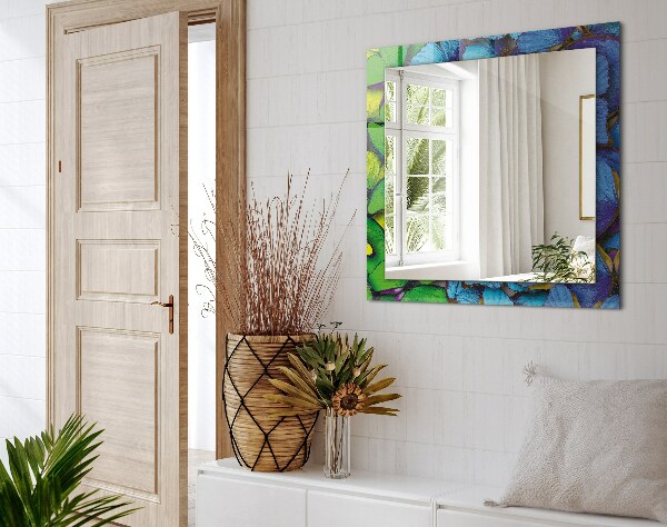 Printed mirror Blue and green butterflies