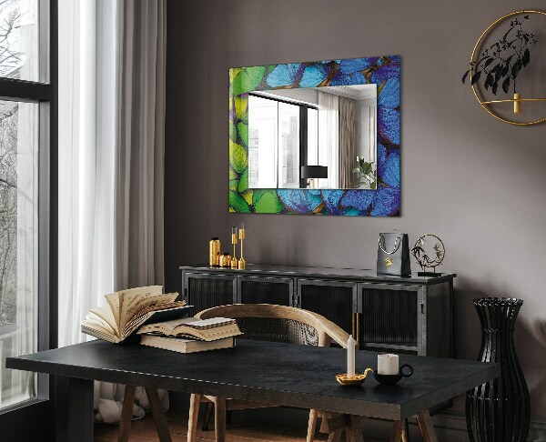 Printed mirror Blue and green butterflies