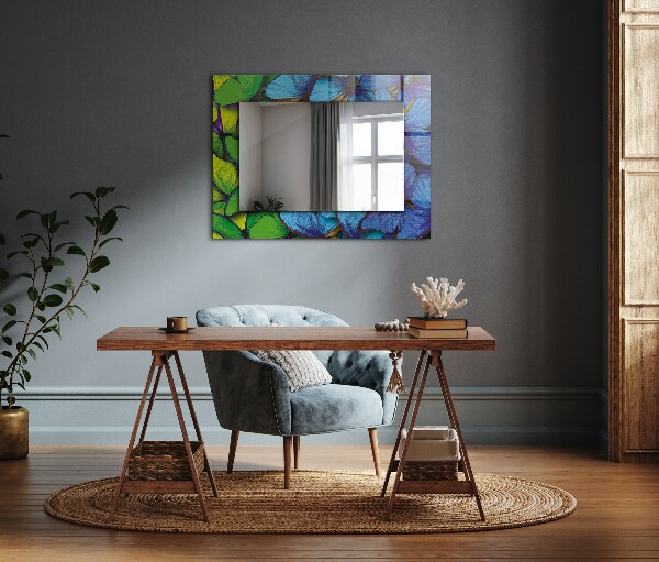 Printed mirror Blue and green butterflies