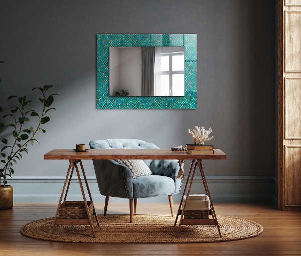 Wall mirror design Green geometric pattern