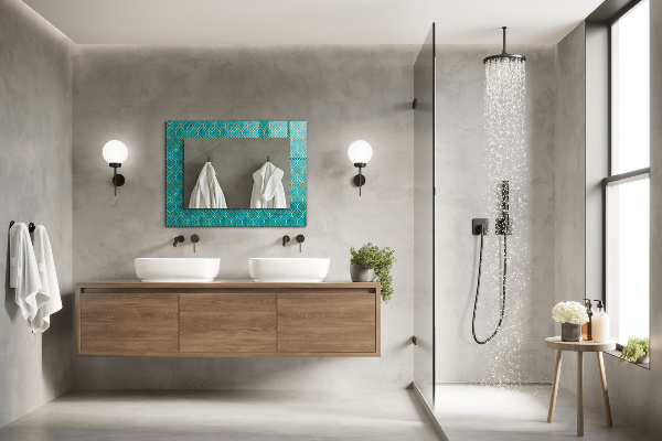 Wall mirror design Green geometric pattern