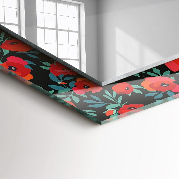 Wall mirror decor Poppy flowers