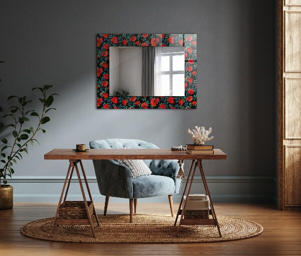 Wall mirror decor Poppy flowers