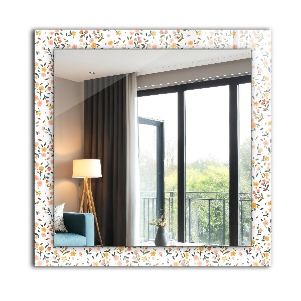 Mirror frame with print Floral pattern on a fabric