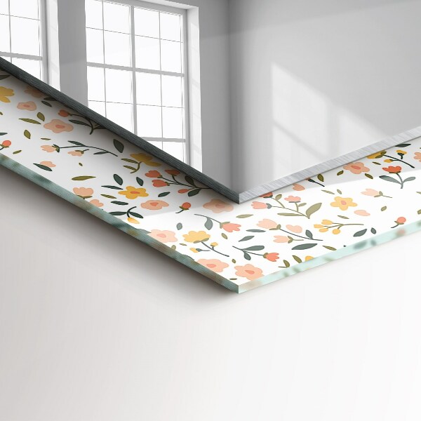 Mirror frame with print Floral pattern on a fabric