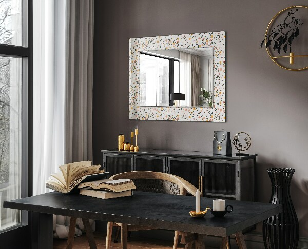 Mirror frame with print Floral pattern on a fabric