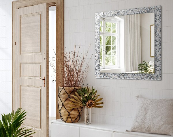 Mirror frame with print Tile motif