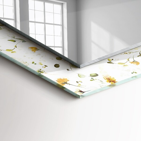Mirror frame with print Leaf flower design