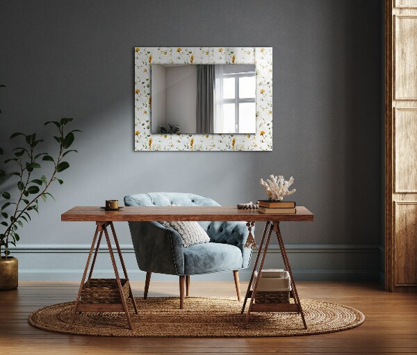 Mirror frame with print Leaf flower design