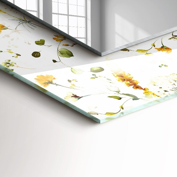 Mirror frame with print Leaf flower design