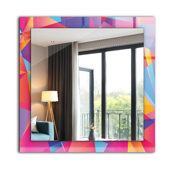 Decorative mirror Coloured geometric motifs