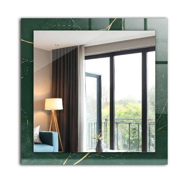 Printed mirror Green and golden leaves