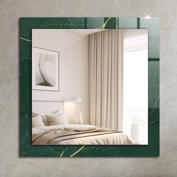 Printed mirror Green and golden leaves