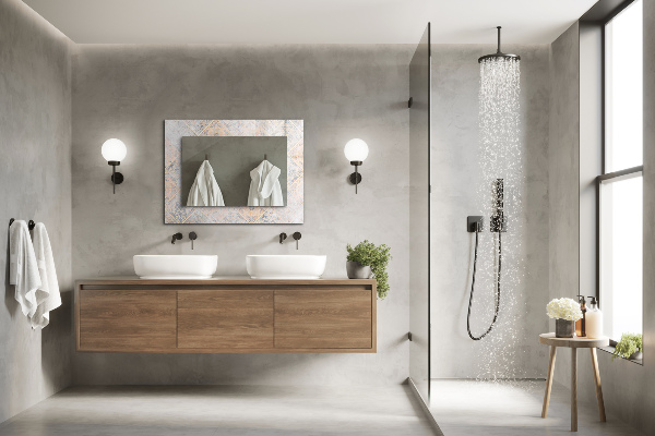 Wall mirror design Patterned tiles