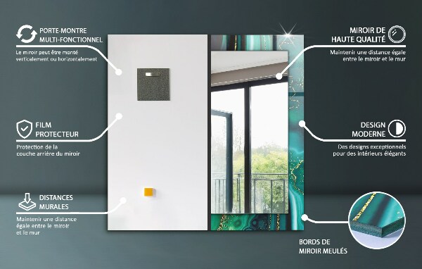 Decorative mirror Coloured abstract motifs